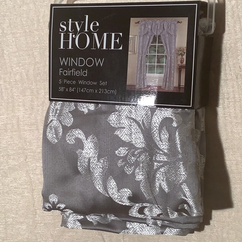 Sophisticated Gray and Silver Botanical Accent Drapes